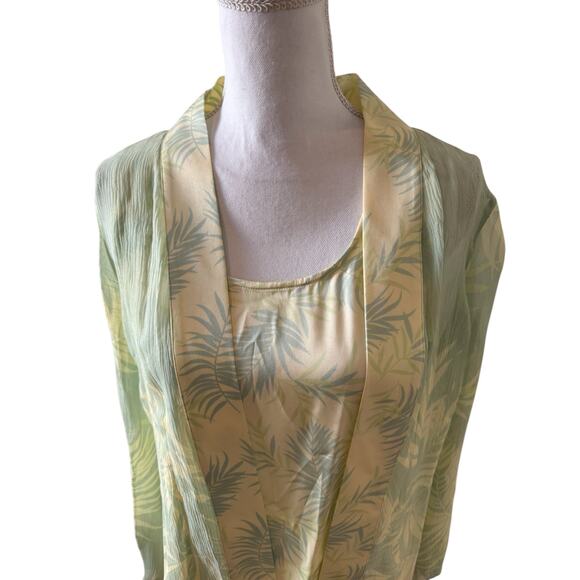 Tommy Bahama Silk Tank & Open Front Top Yellow Tropical Print L - Picture 3 of 8